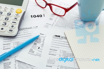 Tax Form On Work Desk Stock Photo