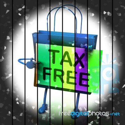 Tax Free Shopping Bag Represents Duty Exempt Discounts Stock Image