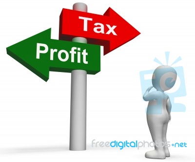 Tax Or Profit Signpost Means Account Taxation Or Profits Stock Image