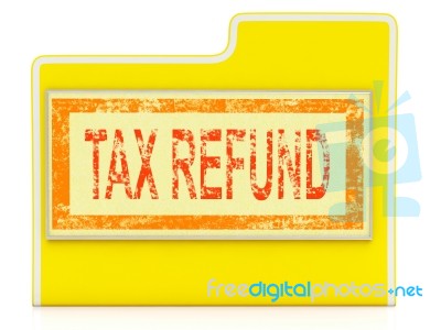 Tax Refund Means Taxes Paid And Administration Stock Image