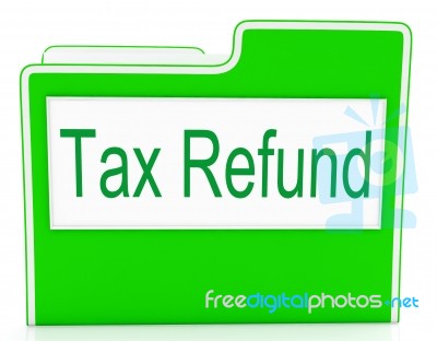 Tax Refund Shows Correspondence Refunding And Files Stock Image