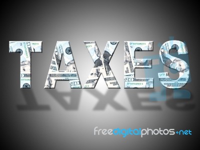 Taxes Dollars Shows United States And Banking Stock Image