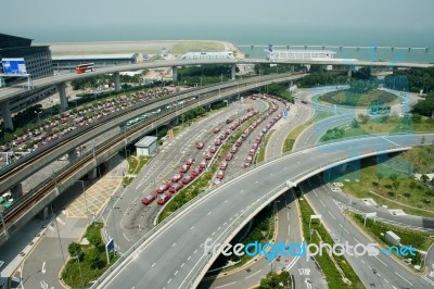 Taxi At Hongkong Airport Stock Photo