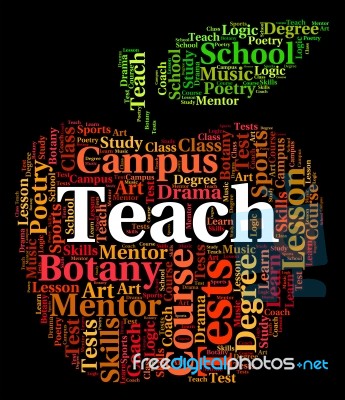 Teach Word Indicates Give Lessons And Coach Stock Image