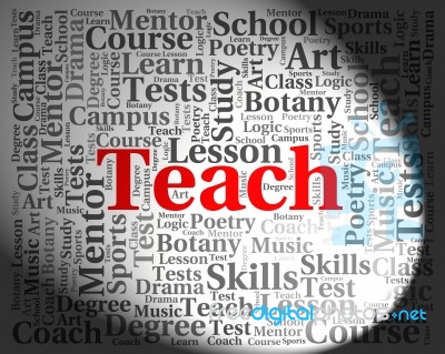 Teach Word Means Give Lessons And Coaching Stock Image