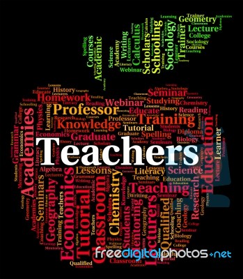 Teachers Word Indicates Give Lessons And Coach Stock Image