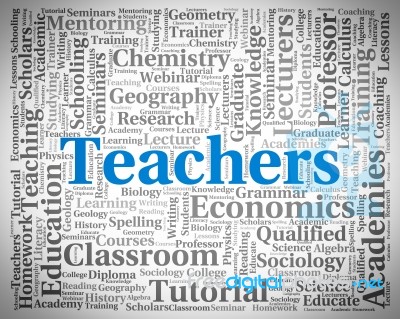 Teachers Word Indicates Give Lessons And Coaching Stock Image