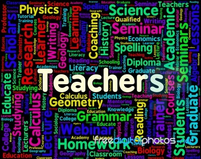 Teachers Word Means Give Lessons And Coach Stock Image