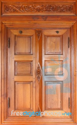 Teak Window Carve Stock Photo