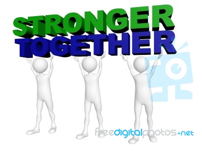 team Holding Words Stronger Stock Image