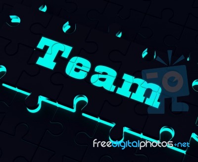 Team Puzzle Showing Partnership Together Community And Unity Stock Image