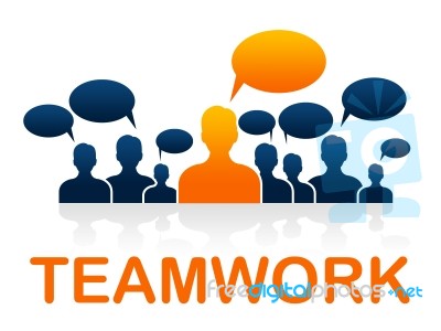 Team Teamwork Means Cooperating Ally And Cooperate Stock Image