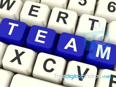 Team Word In Blue Computer Keys Stock Image