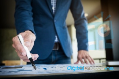 Team Work Process. Young Business Managers Crew Working With New… Stock Photo