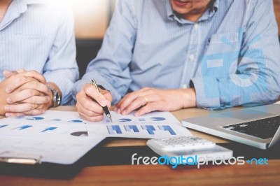 Team Work Process. Young Business Managers Crew Working With New… Stock Photo