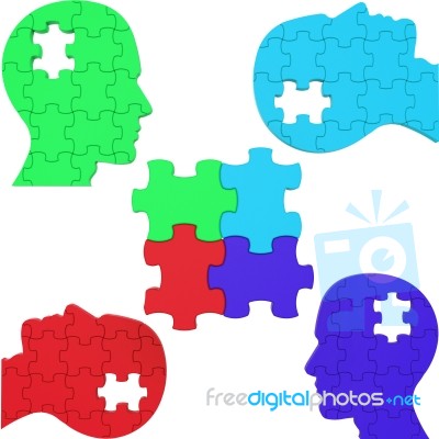 Teamwork Heads Means Think About It And Combined Stock Image