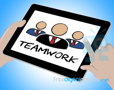 Teamwork Online Means Together Web And Internet Stock Image