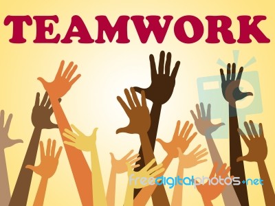 Teamwork Team Indicates Hands Together And Combined Stock Image