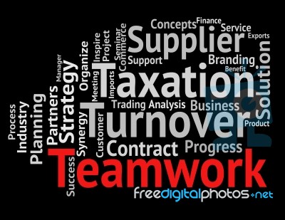 Teamwork Word Represents Text Teams And Networking Stock Image