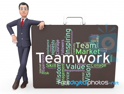 Teamwork Words Means Teams Unit And Unity Stock Image