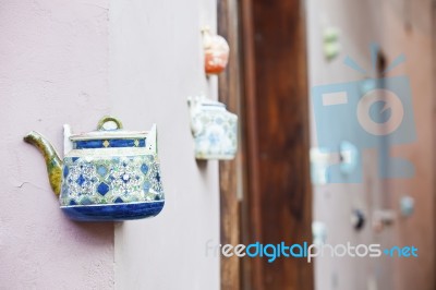 Teapot Embedded Into Facades Stock Photo