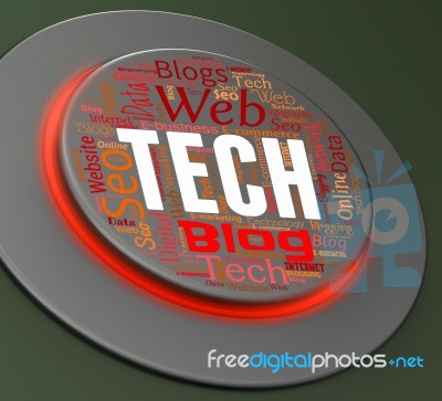 Tech Button Indicates High-tech Pushbutton And Technology 3d Rendering Stock Image