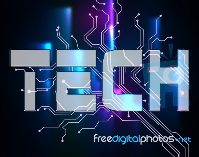 Tech Word Represents High-tech Electronics And Hi-tech Stock Image