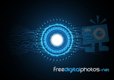 Technology Abstract Circle Circuit  Background Stock Image