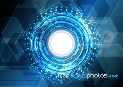 Technology Abstract Circle Hexagonal Background Stock Image