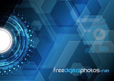 Technology Abstract Circle Hexagonal Background Stock Image