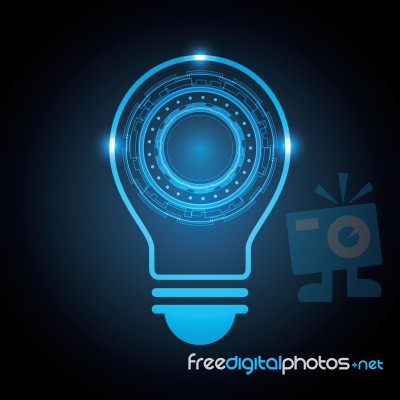 Technology Abstract Circle Lightbulb Background  Illustrat Stock Image