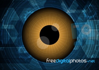 Technology Abstract Future Eye Circuit Circle Hexagonal Backgrou… Stock Image