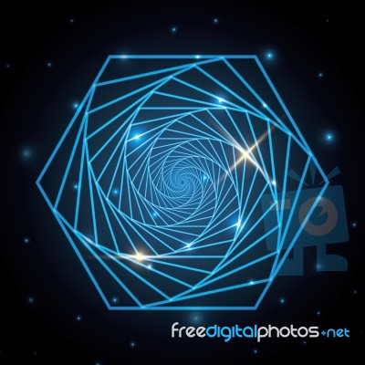 Technology Abstract Hexagonal Geometric Line Art  Illustra Stock Image