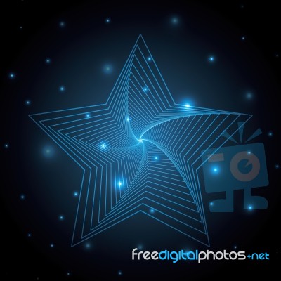 Technology Abstract Star Geometric Line Art  Illustration Stock Image