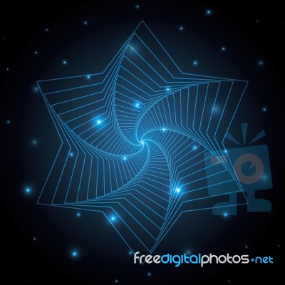 Technology Abstract Star Geometric Line Art  Illustration Stock Image