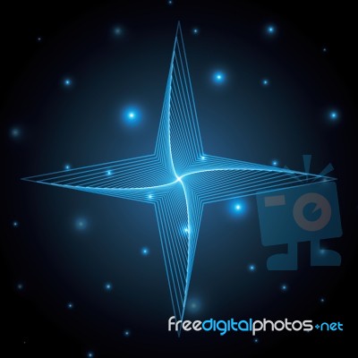 Technology Abstract Star Geometric Line Art  Illustration Stock Image