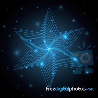 Technology Abstract Star Geometric Line Art  Illustration Stock Image