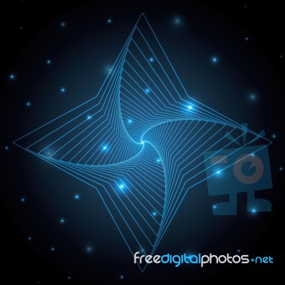 Technology Abstract Star Geometric Line Art  Illustration Stock Image