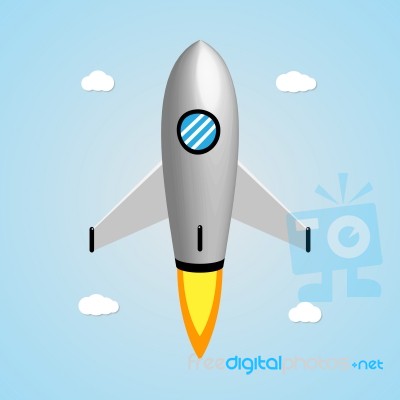 Technology And Business Start Up Soar Rocket Background Stock Image