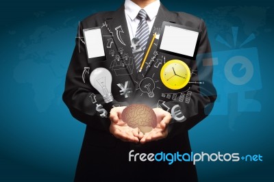 Technology Business Creative Ideas In The Hands Stock Image