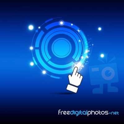 Technology Button With Magic Light Stock Image