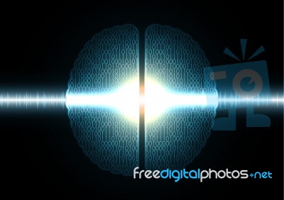 Technology Cyber Abstract Binary Brain Wave Oscillating Light Stock Image