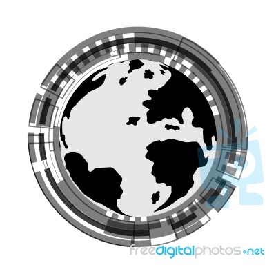 Technology Cyber Abstract World Circle Background Stock Image