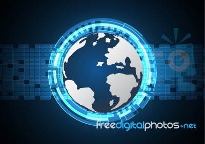 Technology Cyber Abstract World Circle Rectangle Stripe Backgrou… Stock Image