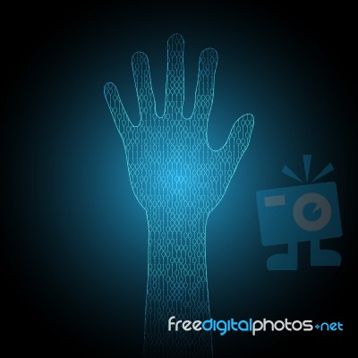 Technology Cyber Security Hand Binary Stock Image