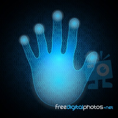 Technology Cyber Security Hand Palm Binary Stock Image