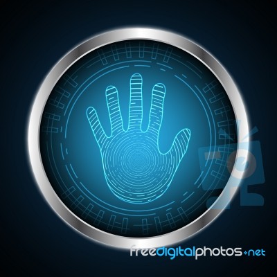 Technology Cyber Security Hand Palm Circle Stock Image