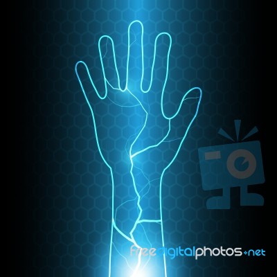 Technology Cyber Security Hand Thunderbolt Stock Image