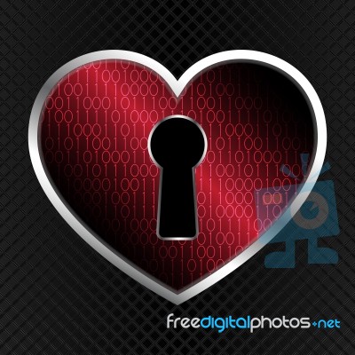 Technology Cyber Security Keyhole Love Heart Stock Image