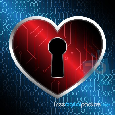 Technology Cyber Security Keyhole Love Heart Stock Image